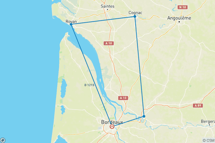 Carte du circuit Festival d'automne : Histoire, vin et patrimoine sur les rivières du sud-ouest de la France