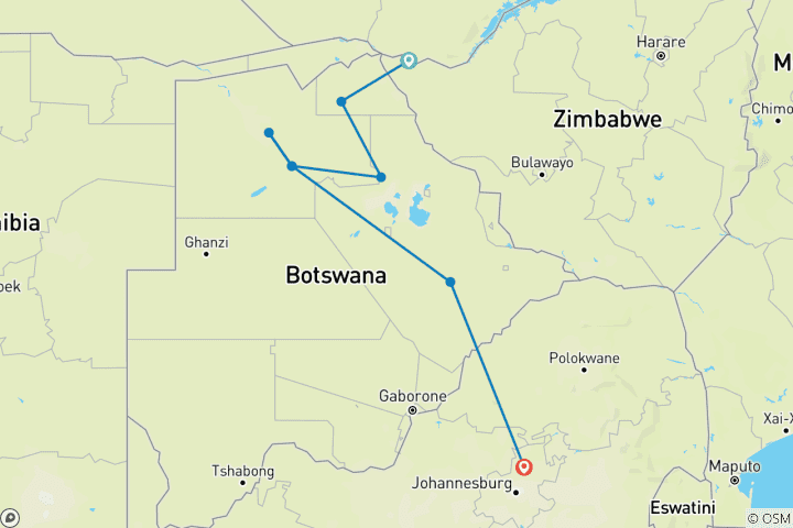 Map of Okavango Wilderness Discovery - 7 Days