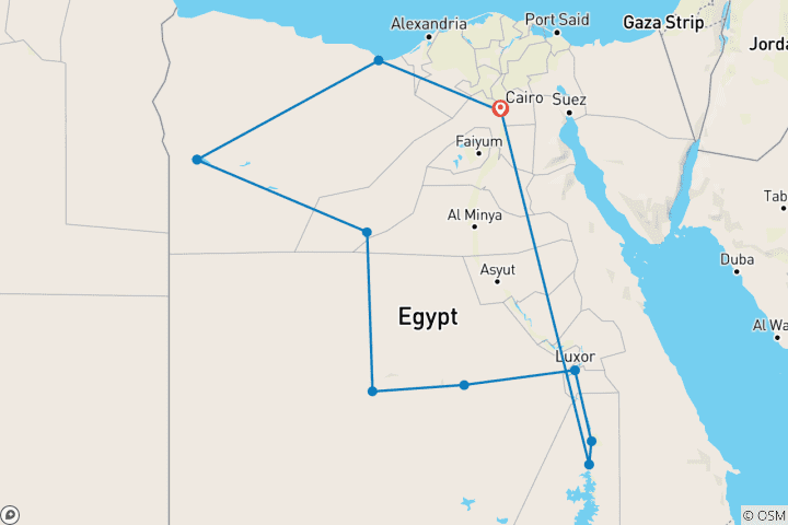 Kaart van 15 dagen e Rondreis door naar Alexandrië, Caïro&Nijlcruise