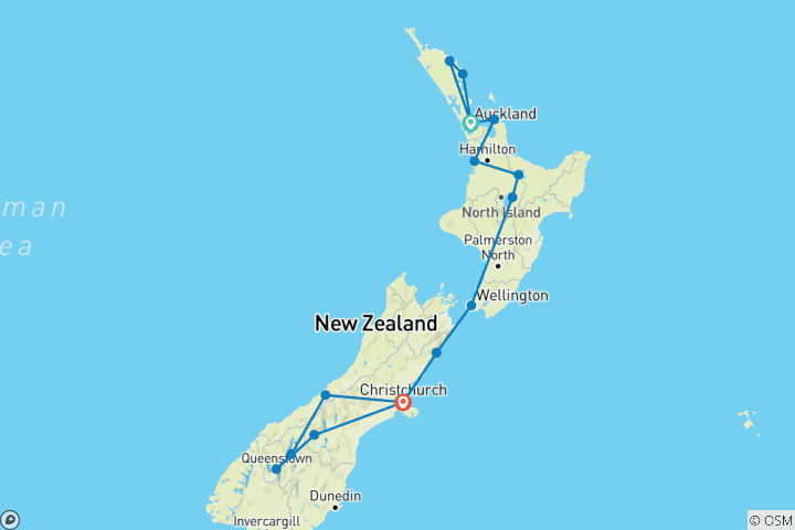 Carte du circuit Ultimate Nouvelle-Zélande