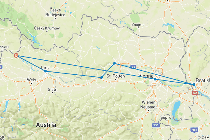 Kaart van Donau-ervaring 2024