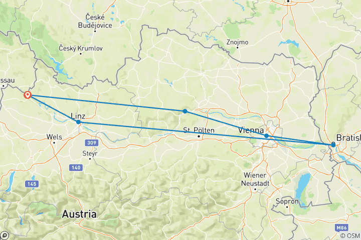 Map of Danube Mini Cruise Cities & Nature 2024