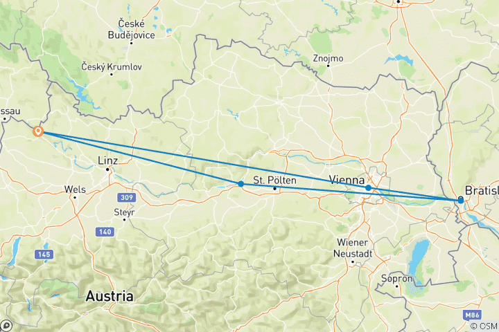 Karte von Donau Weihnachten 2024 (5 Destinationen)