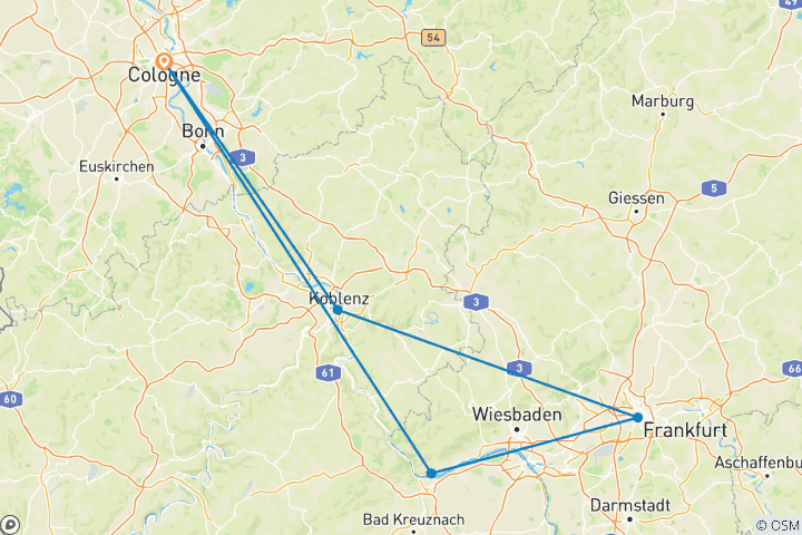 Karte von Rhein Kurz-Kreuzfahrt Main & Loreley 2025