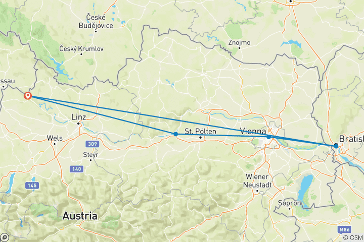 Karte von Donau Weihnachtstraum 2024 (20 Destinationen)