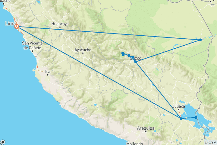 Mapa de Caminos del Perú (28 destinations)