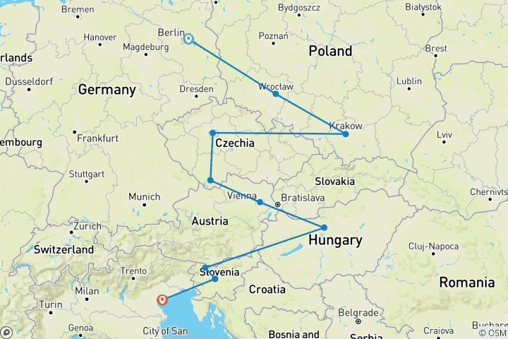 Carte du circuit L'Europe centrale réelle