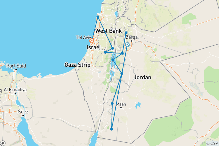 Map of Explore Jordan, Israel & the Palestinian Territories