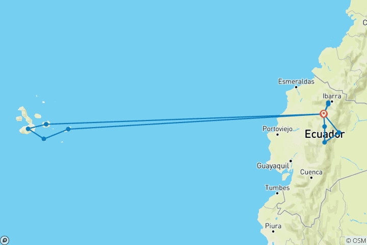 Map of Ecuador Highlands & Galapagos