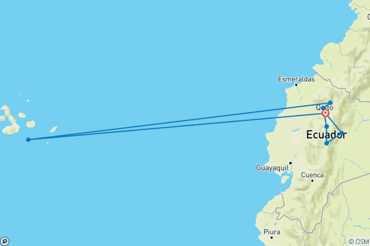 Map of Ecuador Highlands & Galapagos