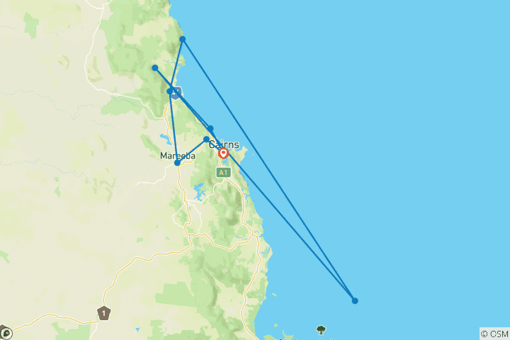 Carte du circuit Aventure à Daintree et Cape Tribulation