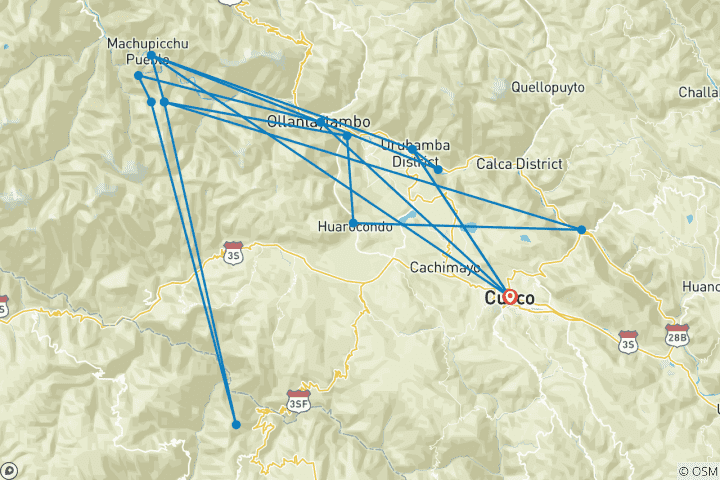 Map of Inca Trail Express (54 destinations)