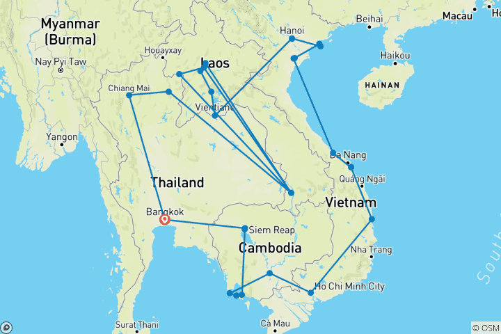 Carte du circuit L'épopée de l'Asie du Sud- Est