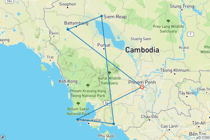 Map of Best of Cambodia (6 destinations)