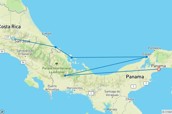 Map of Costa Rica & Panama Discovery (including Colon)