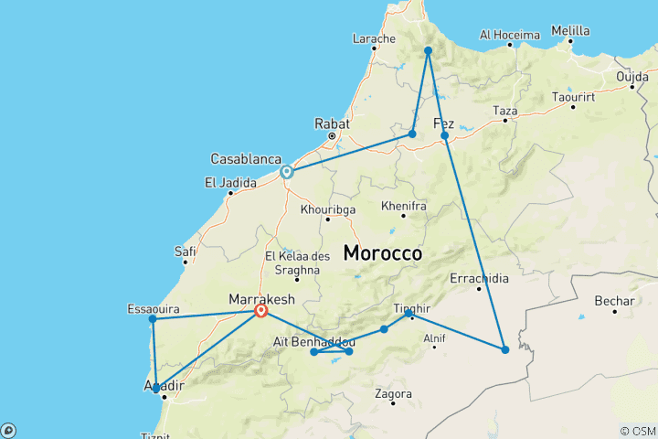 Mapa de Marruecos épico (13 destinations)