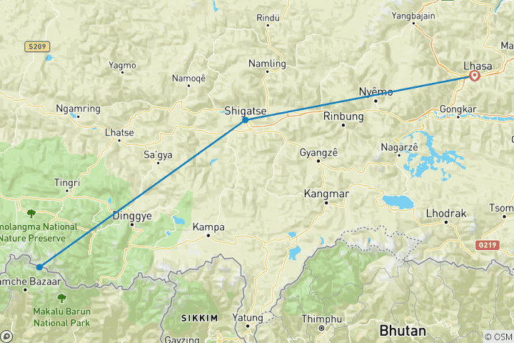 Carte du circuit Circuit au Tibet