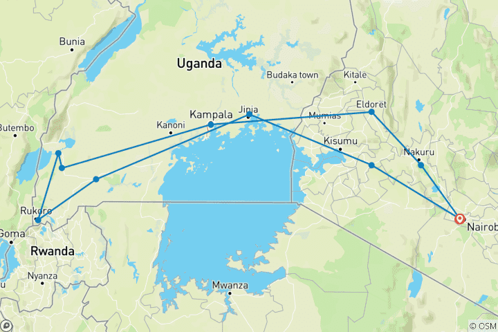 Map of Gorillas & Game Parks (11 destinations)