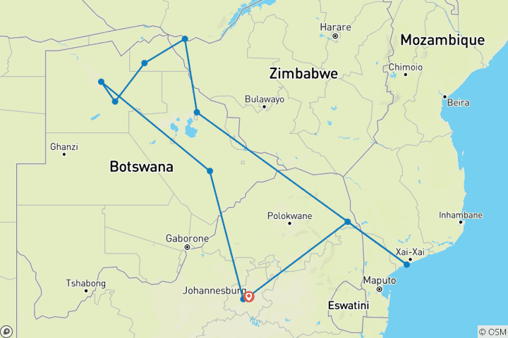 Map of Experience Southern Africa (including Limpopo River)