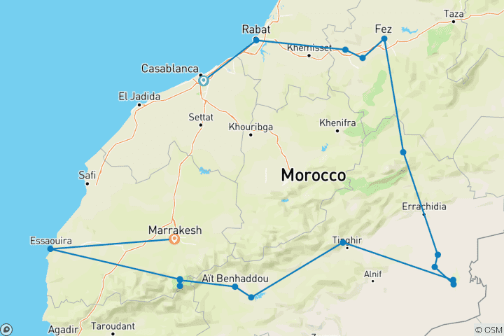 Map of Best of Morocco (18 destinations)