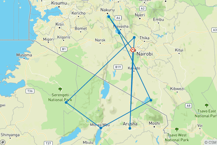 Map of The Masai Heartlands (9 destinations)