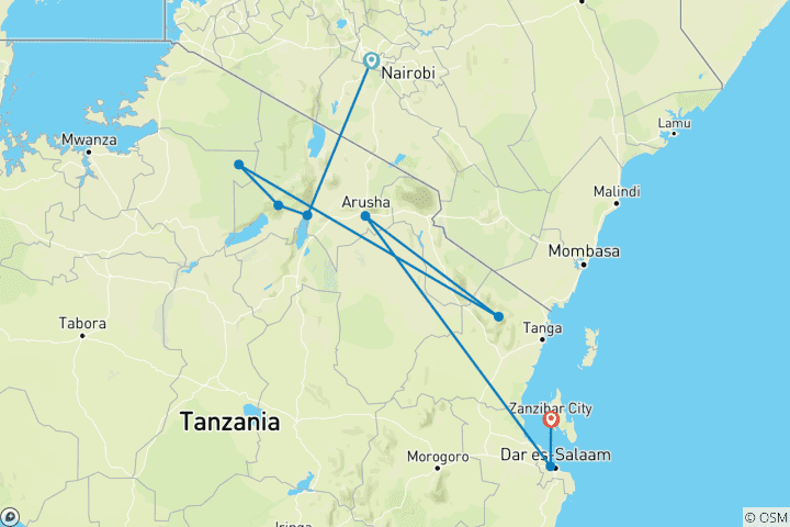 Carte du circuit De Nairobi à Stone Town