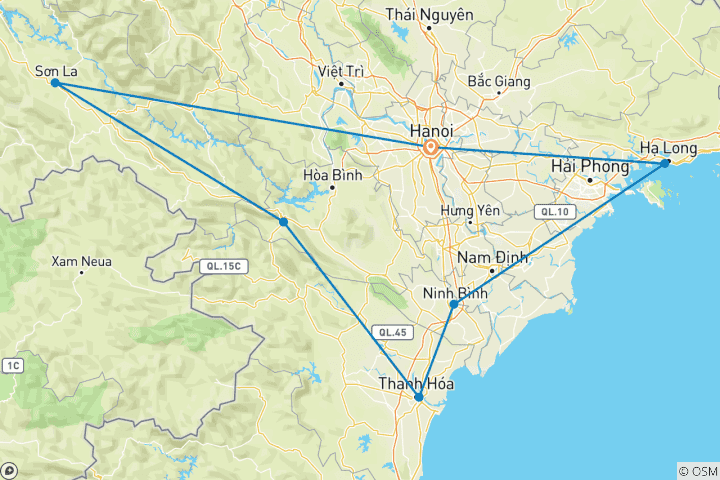 Map of Fantastic North Vietnam Family Holiday Tour to Mai Chau , Pu Luong , Ninh Binh & Halong Bay