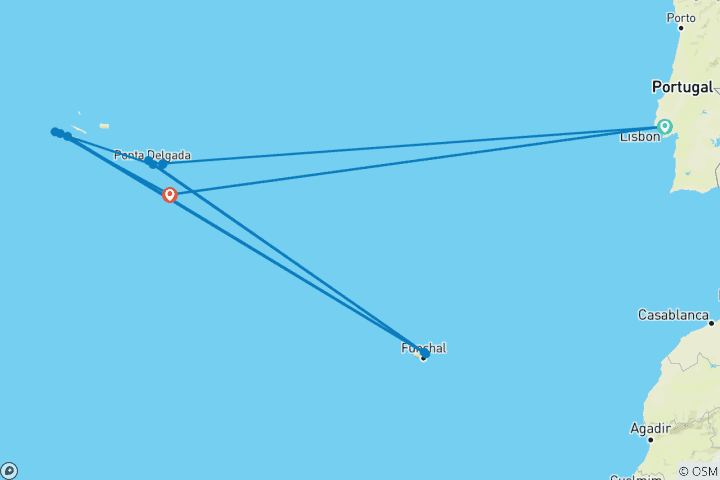 Carte du circuit Faire le tour des îles dans les Açores