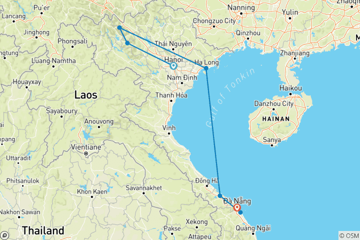 Map of Realistic School Tours & Student Trips From North To Central Vietnam