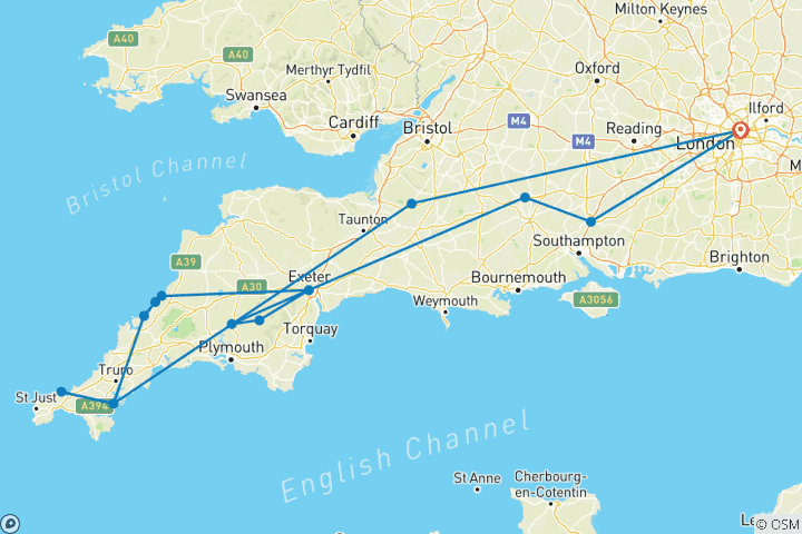 Mapa de Stonehenge, Devon y Cornualles (Hotel) - 5 días