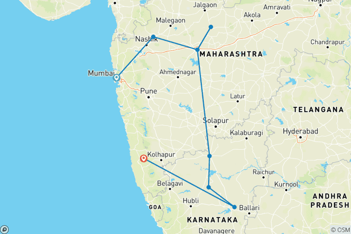 Carte du circuit Circuit Trésors de l'Inde occidentale