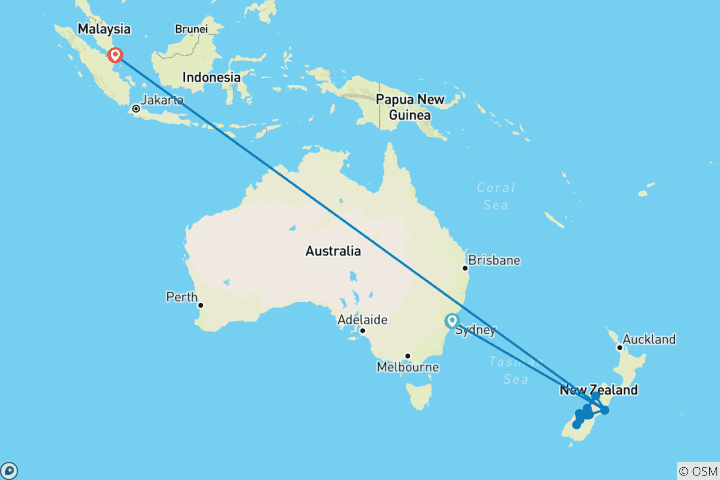 Map of Vanlife Adventure: New Zealand Meets Sydney & Singapore