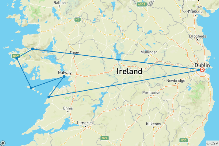 Map of Hiking Ireland: Burren, Connemara, and the Aran Islands