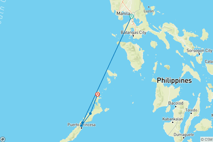 Carte du circuit Philippines Island Hopping West (sans expédition, 9 jours, prix aérien Philippines Island Hopping)