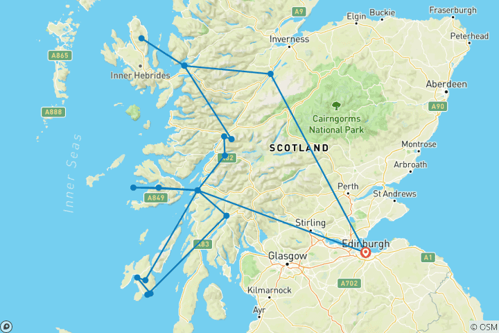 Map of Wild Scotland & Whisky Explorer - 8 days