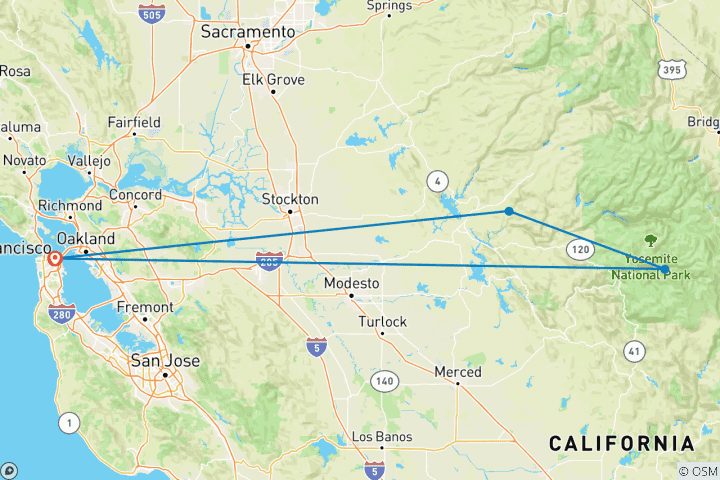 Map of Yosemite Escape Lodging - 3 Days