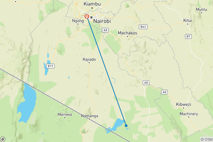 Carte du circuit 3 jours de safari en groupe à Amboseli - Dates de départ fixes