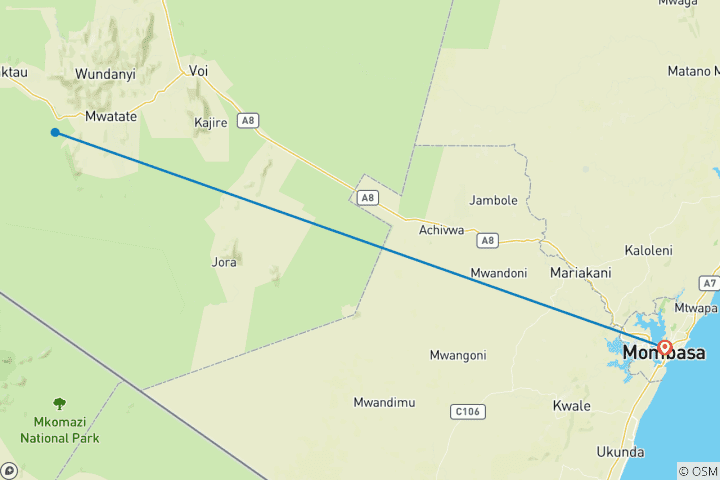 Map of Taita Hills Getaway From Mombasa / Diani