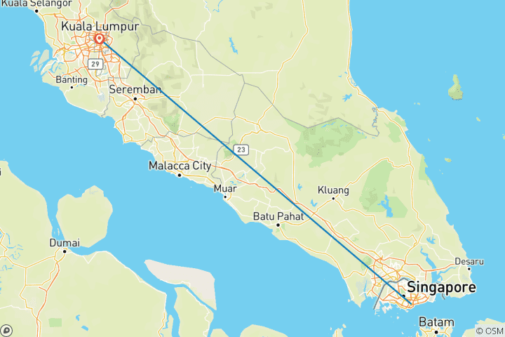 Carte du circuit Les incontournables de Singapour et de la Malaisie