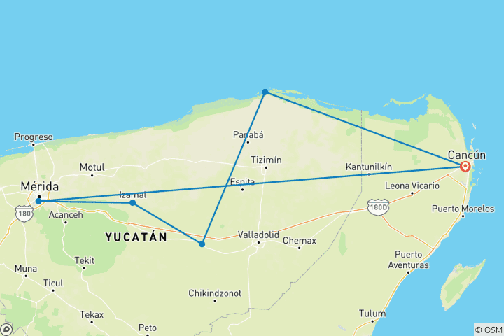 Carte du circuit Les perles du Yucatan