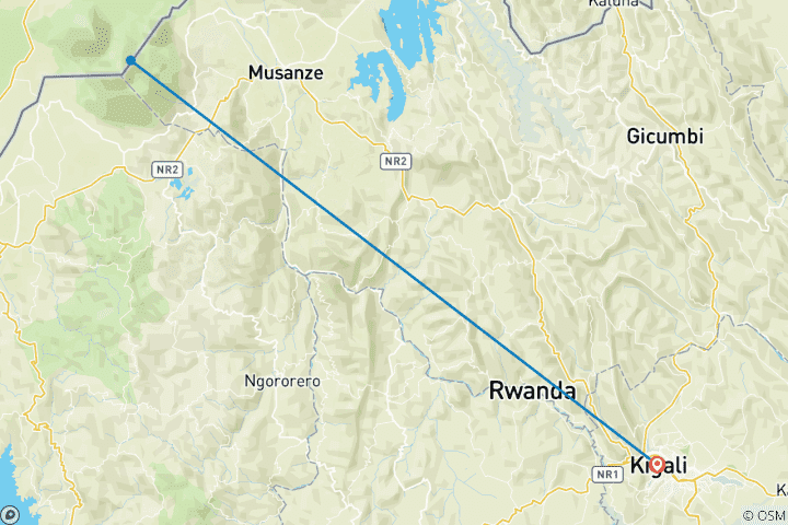 Carte du circuit Trekking au Rwanda avec les gorilles - 4 jours
