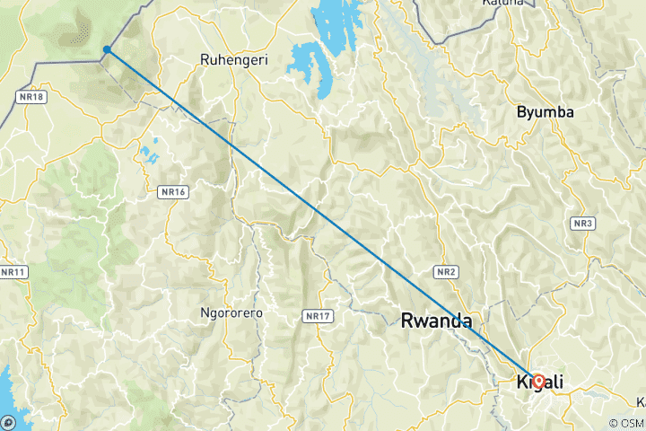 Map of 4 Days Rwanda Ultimate Gorilla Trek Tour