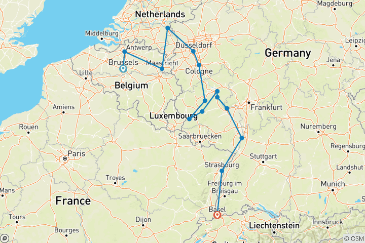 Map of Rhine, Moselle & Belgium Grand Discovery (2025) (Brussels to Basel, 2025)