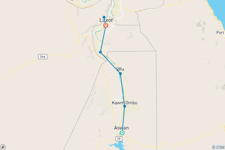 Kaart van 4-Daagse 5-sterren Deluxe Nijlcruise | Abu Simbe Inbegrepen
