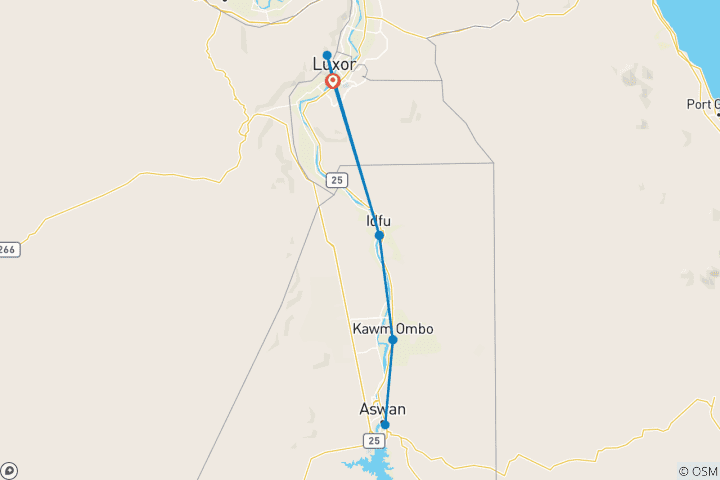 Karte von Nilkreuzfahrt von/ bis Luxor 8 Tage