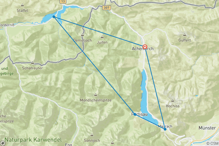 Carte du circuit Le plaisir des sommets dans le Karwendel oriental