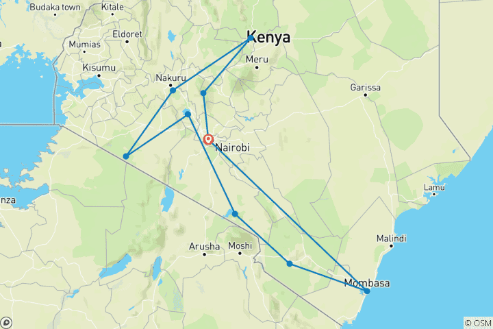 Mapa de Safari Ultimate de 15 días por Kenia