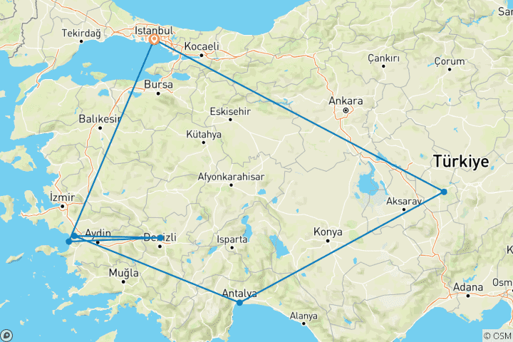 Map of 10 Days Wonders of Turkey