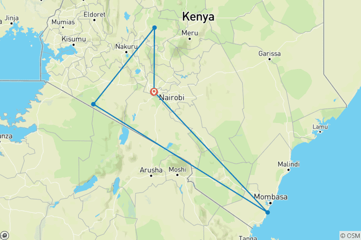 Mapa de Safari de lujo de 15 días