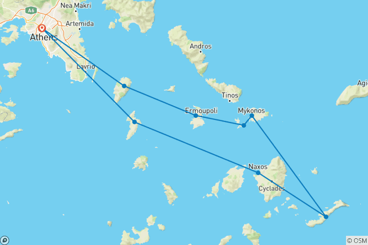 Karte von Authentisches Griechenland: Nördliche Kykladen Kreuzfahrt